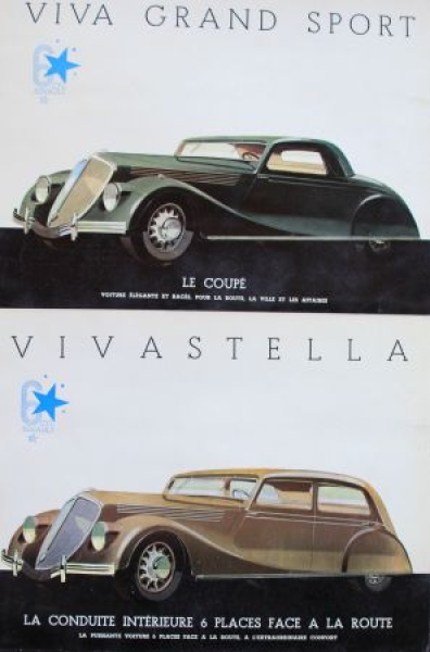 Renault Vivastella Grand Sport 6 Cylinder Modelprogram 1934 six Doisneau Carbrochure-Sheeds (7738)